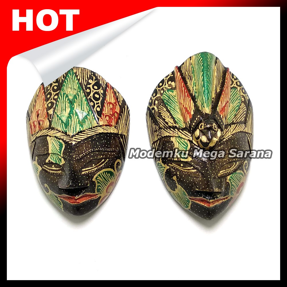 Topeng Kayu Batik Rama Shinta 10x8x4 Cm Micro