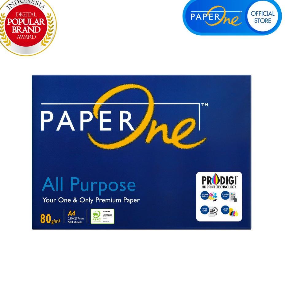 

Terbaru! PaperOne Kertas A4 80gr All Purpose 1 Rim 500 lembar Kertas HVS A4 Kertas Fotocopy .,