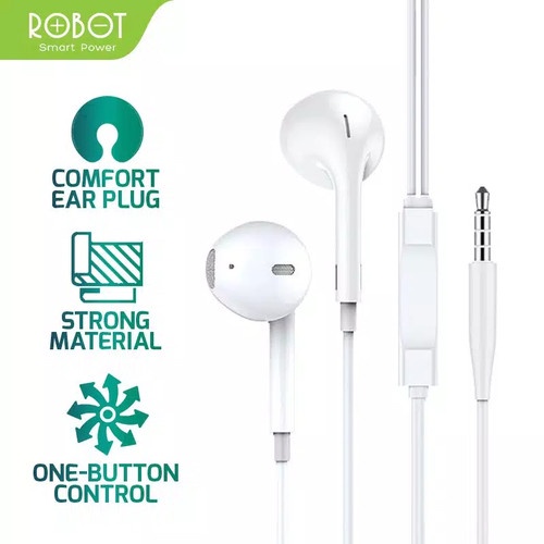 NEW EARPHONE ROBOT RE10 Wired semi in - ear clear and comfortable