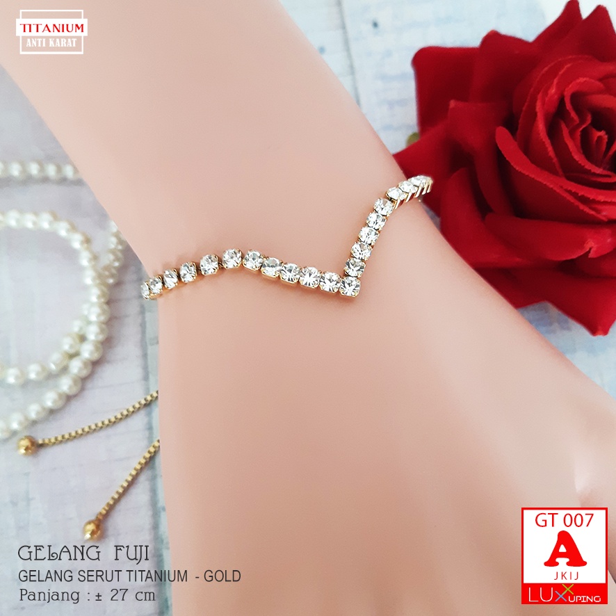 GT 007 Gelang Serut Titanium Free Size Fleksibel Bisa Dibesarkecilkan Gelang Fuji Perhiasan Aurel Wanita Stainless Steel Anti Karat Selamanya Luxx XUping