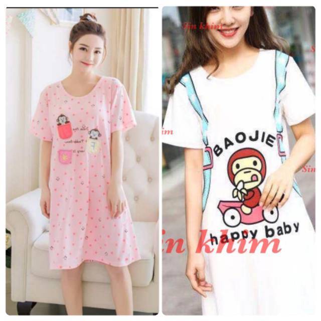 Dress Import Wanita Bahan Kaos Import All Size L