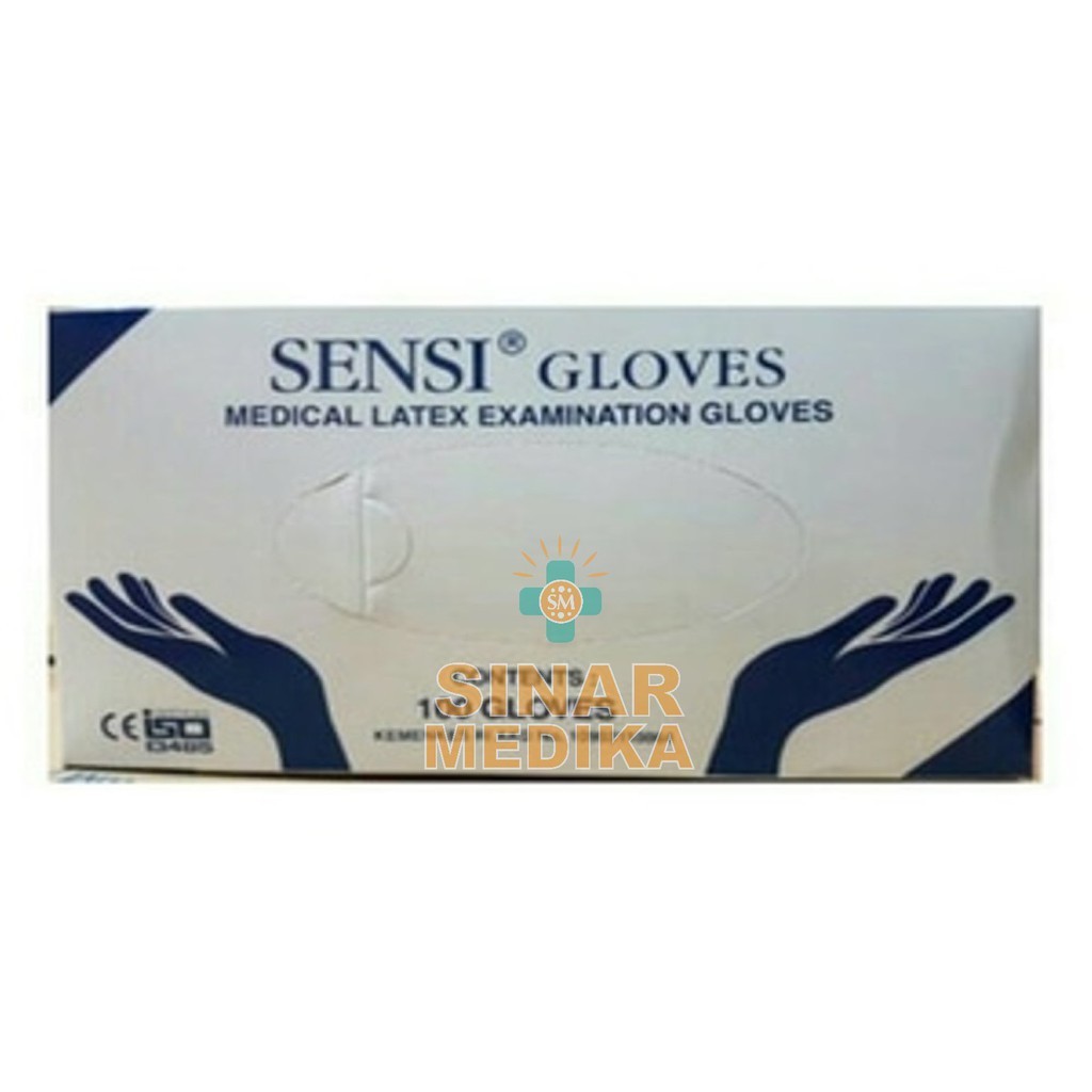 SARUNG TANGAN LATEKS KARET SENSI . LATEX GLOVES NON STERIL . SENSI GLOVES POWDER / NON POWDER