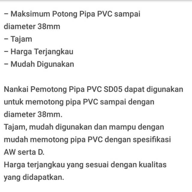 ALAT PEMOTONG PIPA PVC NANKAI 05 (38mm)