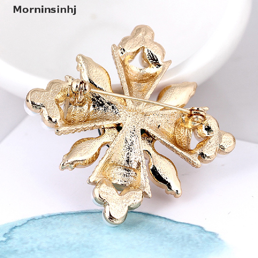 Mornin Fashion Mutiara Cross Bros Pin Untuk Wanita Aksesoris Mantel Vintage Perhiasan Hadiah id