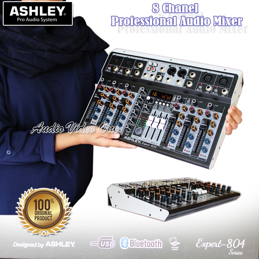 Mixer ASHLEY EXPERT 804 Bluetooth Mikser Audio 8 Chanel Original Bisa Record Garansi 1 Tahun