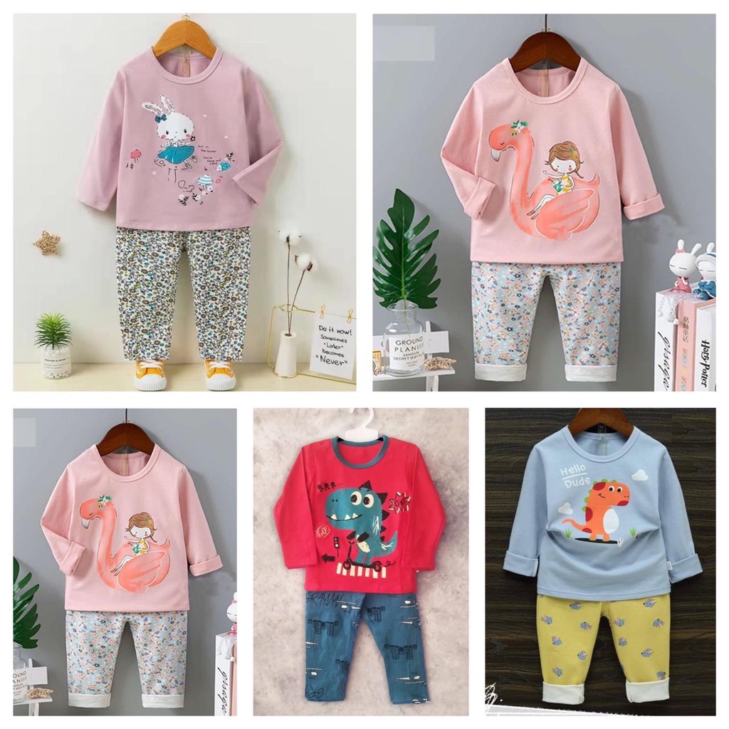 piyama baju tidur anak kubao import 1-5 tahun banyak motif lucu kaos balita baby unisex