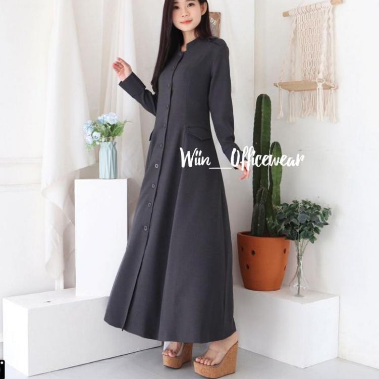 DISKON MURAH Gamis Pemda Wanita Variasi Full Kancing dan Pangkat - 8001 Pemda Aceh