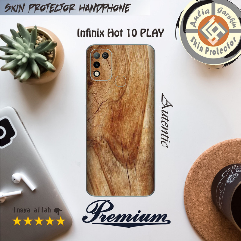 Garskin Hp Infinix Hot 10 Play Motif wood - Free Custom Motif
