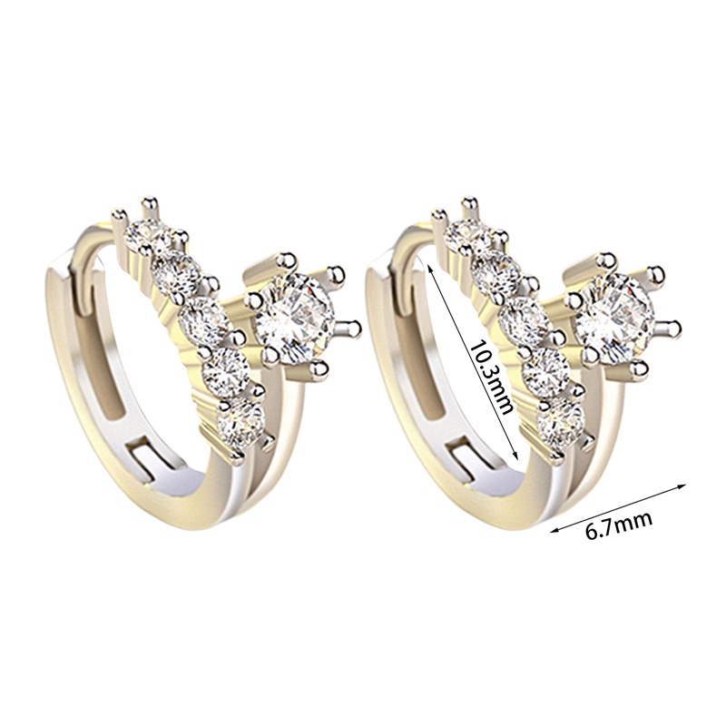 Anting Tusuk Sterling Silver 925 Dengan Batu Zircon Inlaid Untuk Wanita