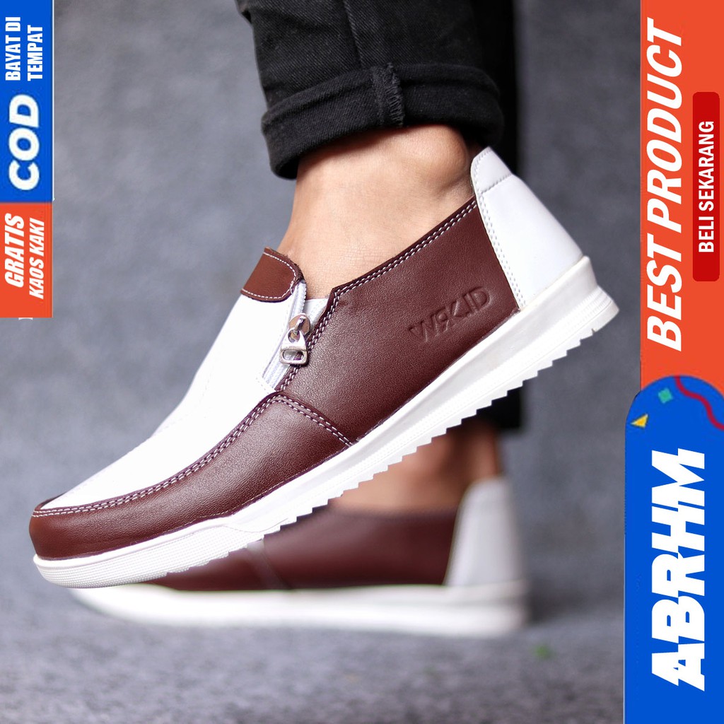 ABRHM X ARAFIK Sepatu Kasual Pria Sepatu Pria Casual Sepatu Kerja Pria Sepatu Cowok / Cowo Ori Kulit Sepatu Kantor Semi Formal Kuliah Kondangan Gaya keren Kekinian Murah Terlaris