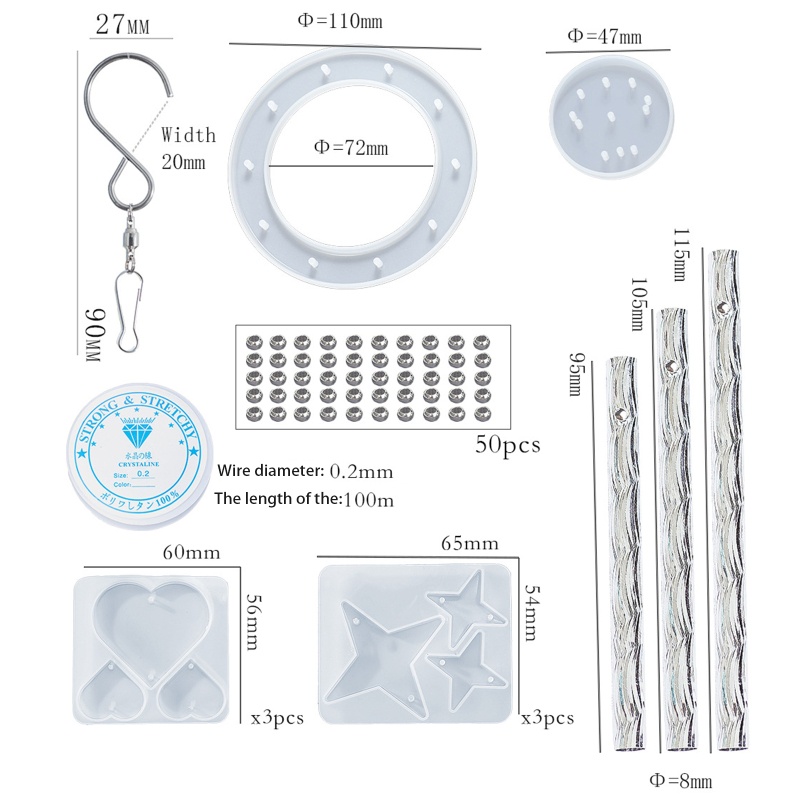 Siy Cetakan Epoxy Silikon Bentuk Hati / Bintang / Lonceng Angin / Lonceng Angin Untuk DIY Craft / Dekorasi
