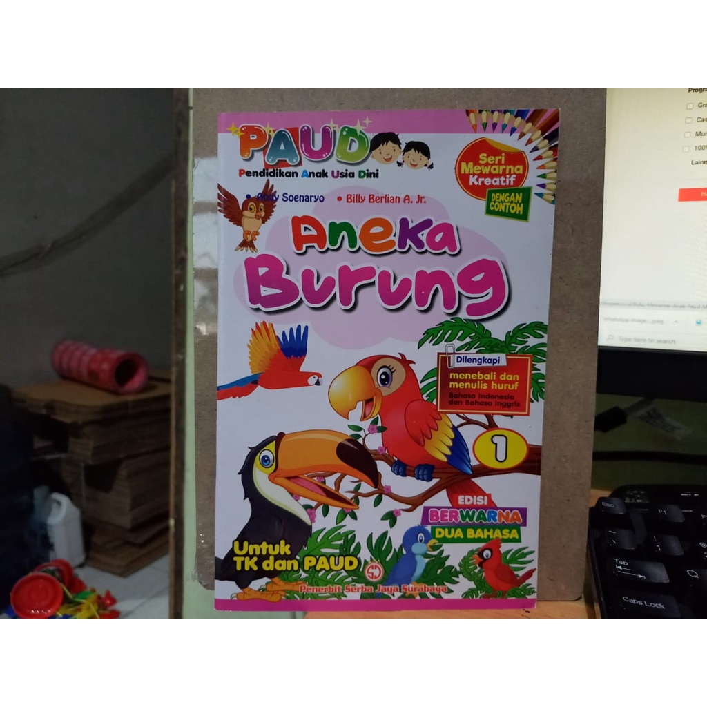 Buku Paud Mewarnai Kreatif Aneka Burung Menebali dan Menulis Huruf Serba Jaya (FULL COLOR)