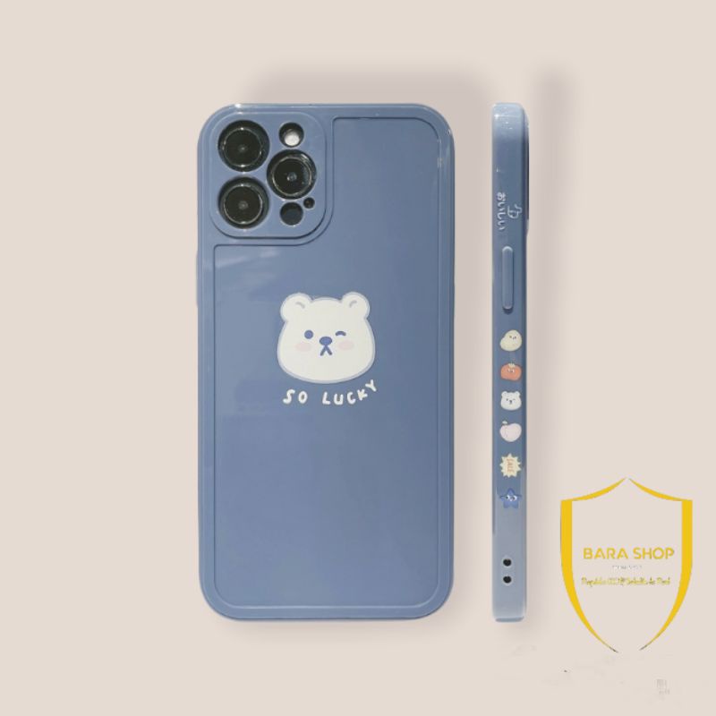 Soft Case Motif Lucky Bear Full Protection for iPhone 7 8 SE 7+ 8+ X XR XS 11 12 13 MINI PRO MAX