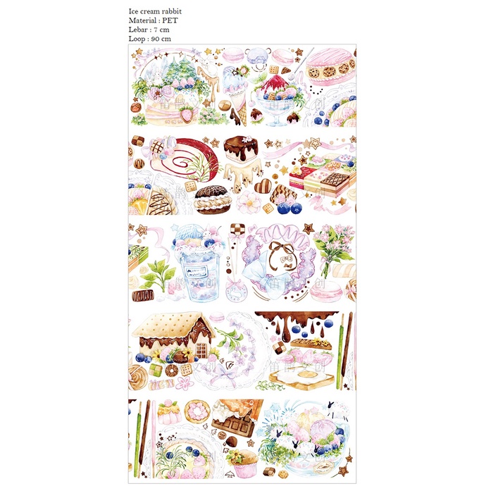 

[SAMPLE] PET tape | masking tape (glossy & waterproof) - Ice Cream Rabbit | Bear Donut | Animals