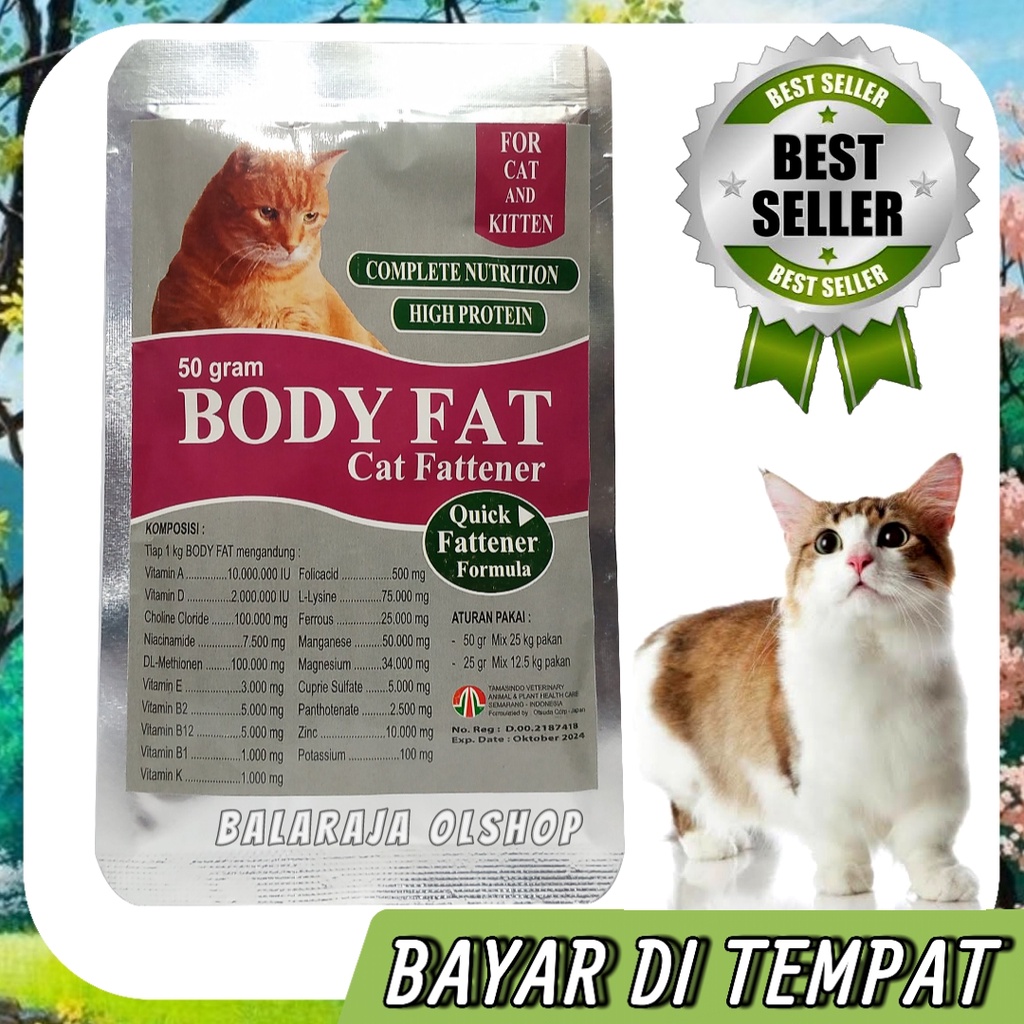 Body Fat Cat 50g Vitamin Penggemuk Kucing Sachet Bubuk Nutrisi Powder Bodyfat