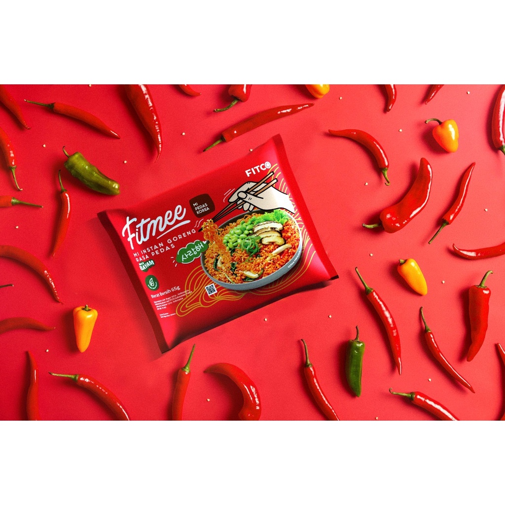 FITMEE MIE BAYAM GORENG PEDAS KOREA RENDAH KALORI 65GR | SPINACH NOODLE MIE INSTAN DIET SEHAT