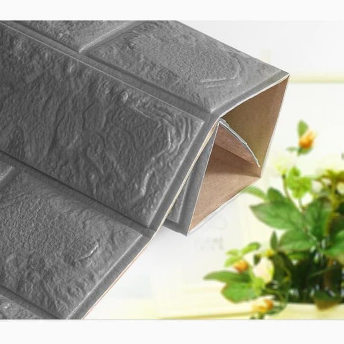 WALLPAPER FOAM 3D WARNA ABU-ABU UKURAN 77 CM X 70 CM