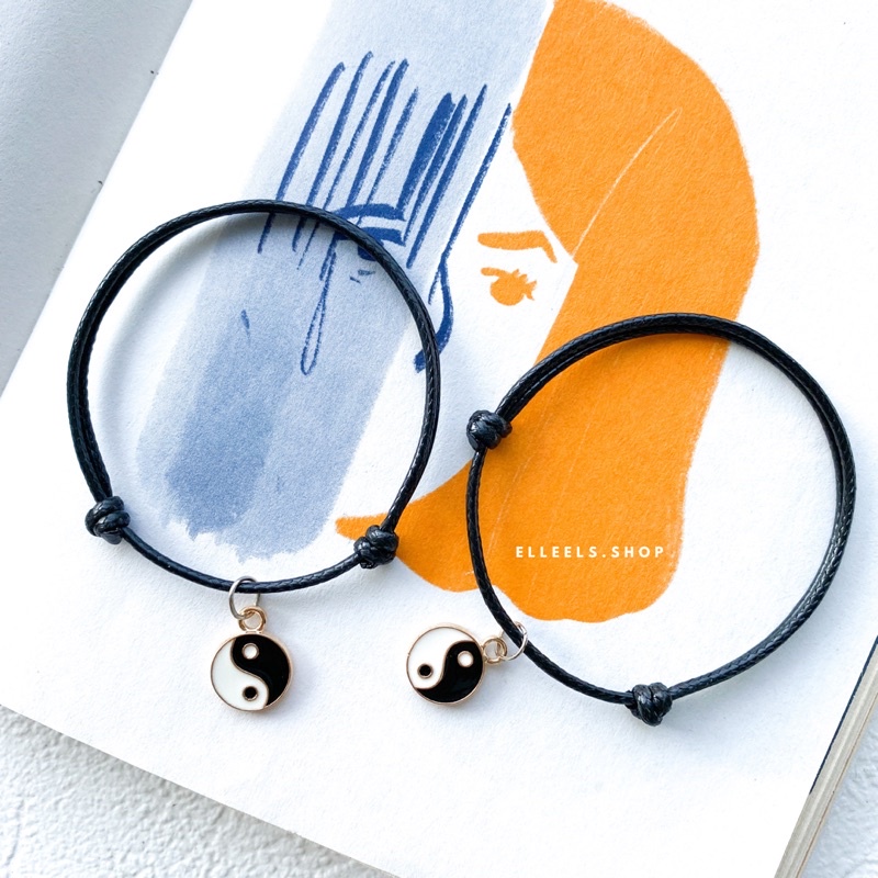 gelang couple/gelang manik hitam putih/gelang tali/gelang vintage