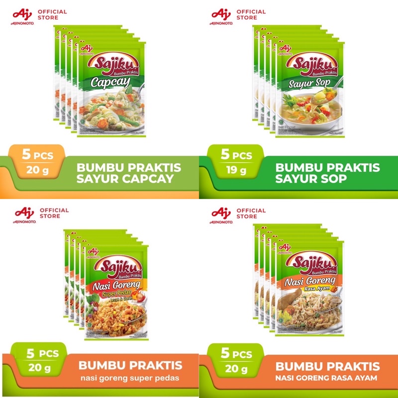 (5 sachet) Bumbu Praktis SAJIKU (Nasi Goreng, Sayur Sop, Capcay)