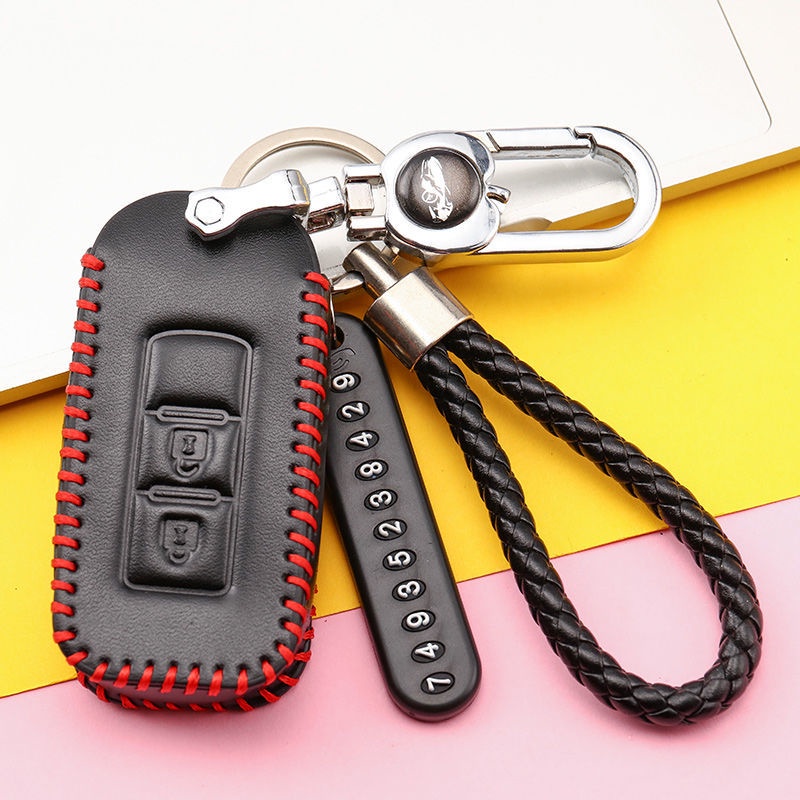 leather Style Keyless Remote Car Key Leather Protection Cover Casing key case For Mitsubishi logo Triton Outlander Mirage ASX Lancer EVO PAJERO GRANDIS GALANT Xpander