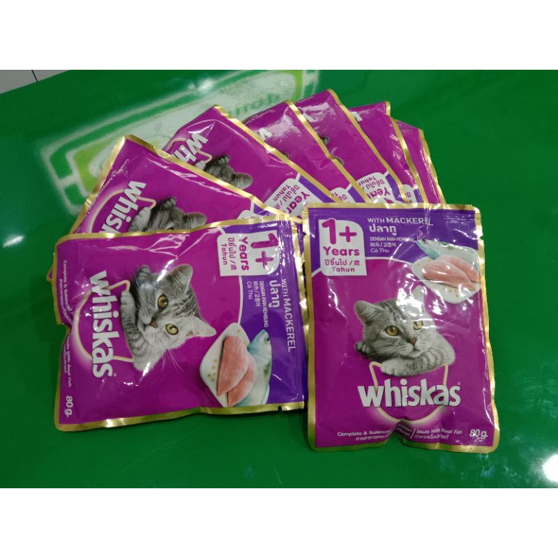 makanan Basah Whiskas Sachet makarel adult 80gr / Makanan kucing basah