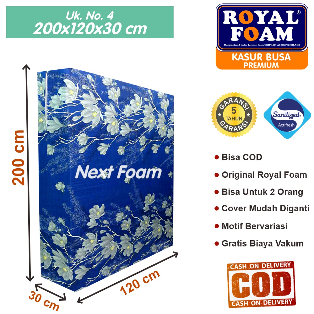 Kasur Busa Royal Foam Ukuran No 4 200x120x30 cm Tebal 30 cm D16 ORIGINAL Garansi 10 Tahun