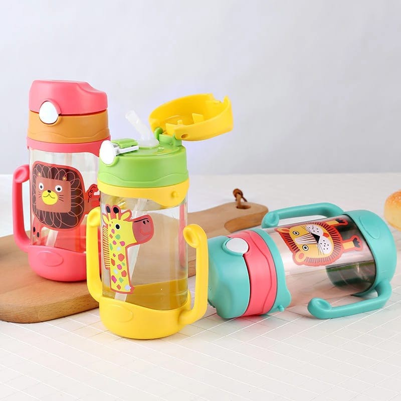 MARKAS--BABY BOTTLE WITH STRAP HANDLE AND STRAW BOTOL MINUM ANAK