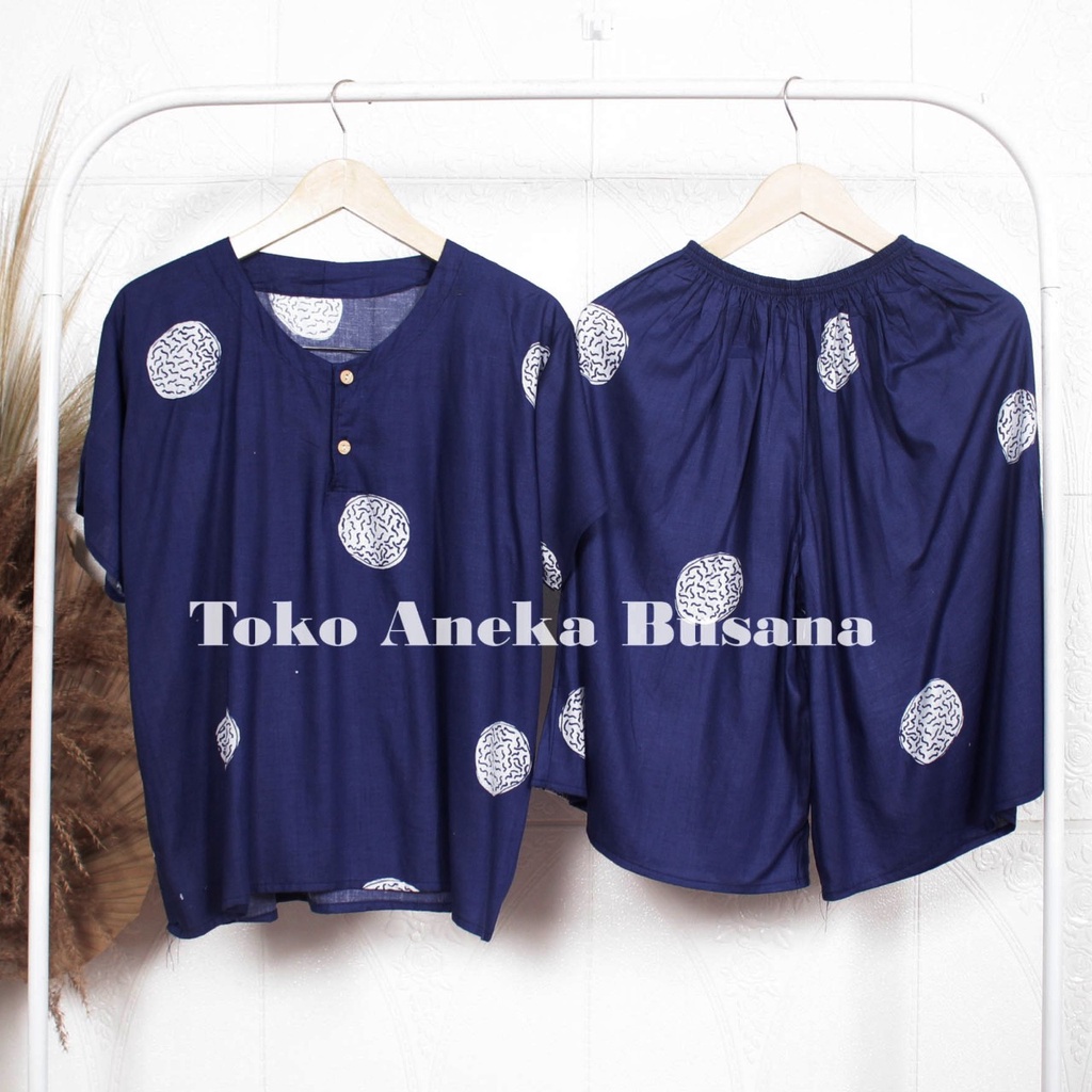 Setelan Baju Tidur Piyama Pendek Motif Daun Warna Bahan Rayon-Motif 05