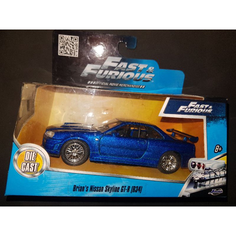 Jada Fast And Furious Brian's Nissan Skyline GT-R (R34) Biru