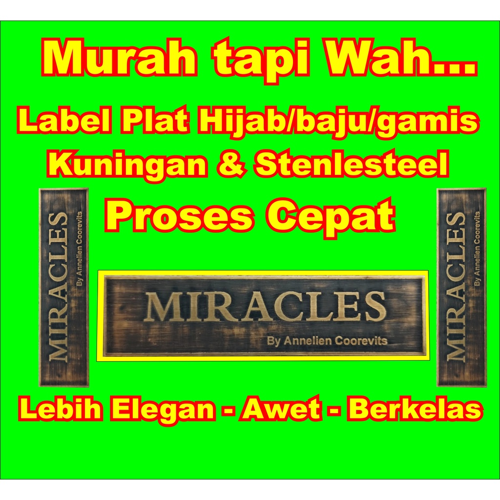 Label Plat Hijab Kuningan atau stainless logam besi cocok buat label Jilbab Custom atau Label Baju m