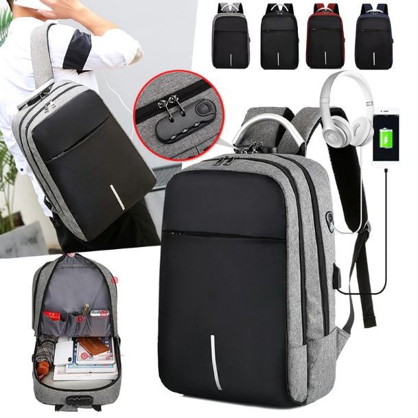 Tas Ransel Laptop Anti Maling Theft Smart Backpack USB Charger Tas Sekolah