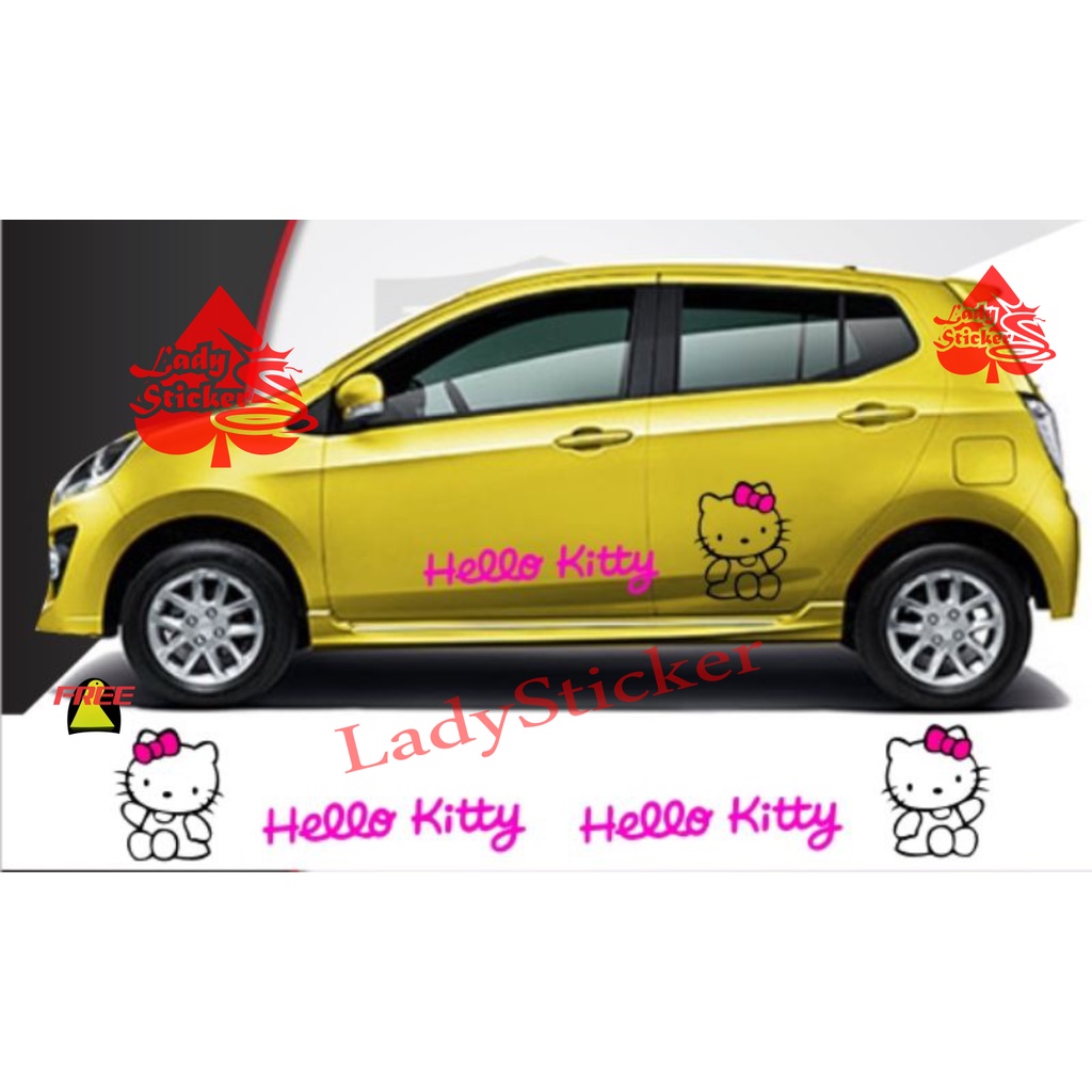 STICKER STIKER HELLO KITTY STICKER LIST MOBIL AGYA AYLA BRIO MOTIF HELLO KITTY