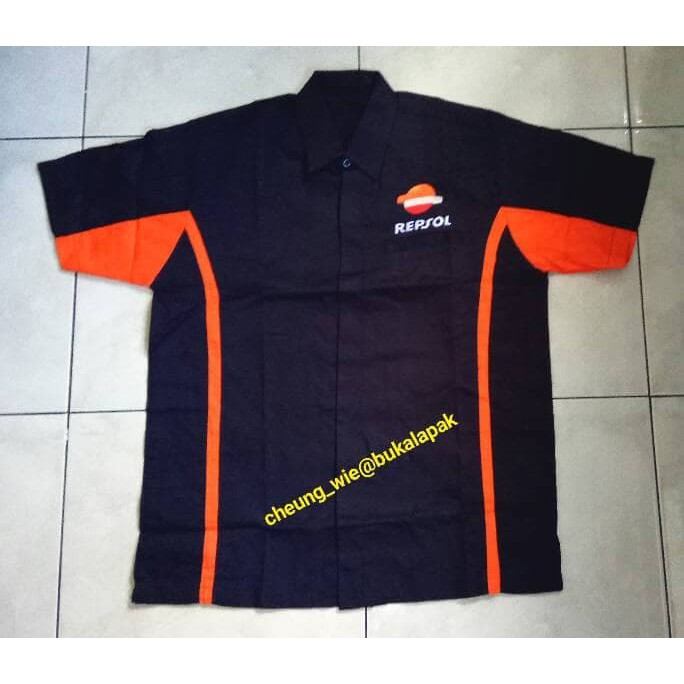 kemeja shirt,baju mekanik oli Repsol World Champion Lubricant size free size