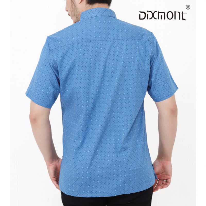 Dixmont Kemeja Pria Basic Formal Motif Lengan Pendek Hem MS00822