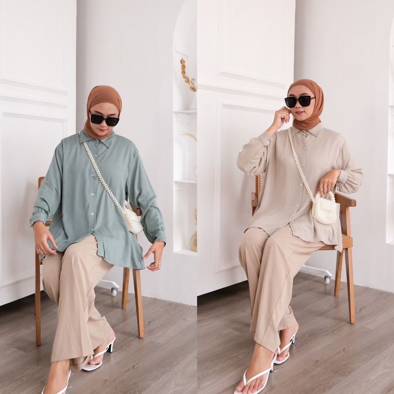 1KG MUAT 5PCS | STARLA OVERSIZE SHIRT TOP RAYON PREMIUM HITS OOTD SELEBGRAM FASHION GROSIR MURAH WANITA