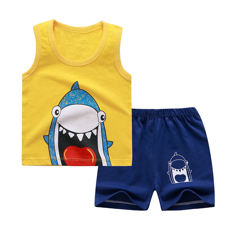 Baju Rumah Anak / Setelan Anak Impor / Setelan Baju Anak / Setelan Kaos Oblong Anak / Set Baju Anak Motif Kucing Kelinci Baby Shark /  Baju Anak Lucu