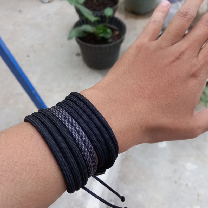 Gelang Pria Paket Prusik Paracord Seri Hitam Premium