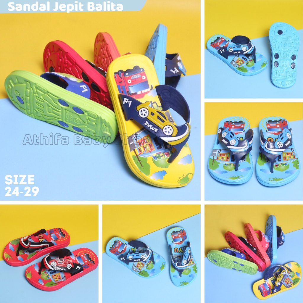 Sandal Jepit Anak Laki Cowo Cowok Sendal Japit Bayi Balita Karakter Tayo Umur Usia 2 3 4 5 Tahun Size 24-29