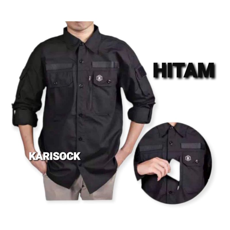 Kemeja tactical lengan panjang outdoor banyak saku kantong pria wanita UNISEX / Kemeja kegiatan / kemeja crew / kemeja hexagon / kemeja kegiatan / kemeja dinas