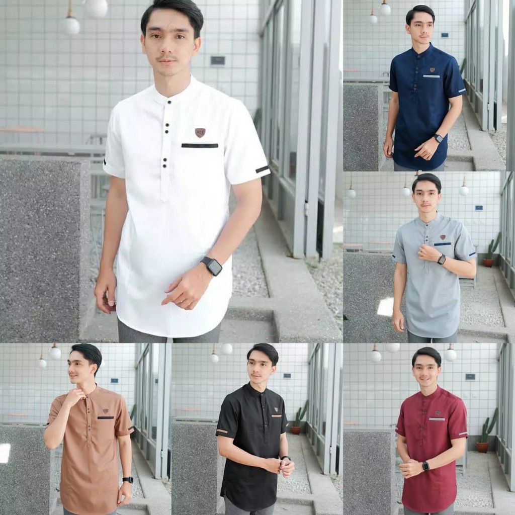 Baju Koko Kurta Dewasa Lengan Pendek Material Catton  Adem Serap Keringat