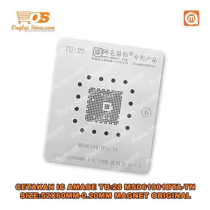 CETAKAN IC AMAOE TU:28 MSD61981BTA-TN SIZE:52X60MM-0.20MM MAGNET BAHAN JEPANG ORIGINAL