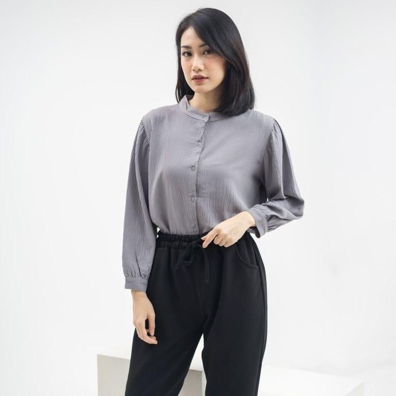 Reva blouse cringkle/kemeja blouse/kemeja polos/kemeja wanita/atasan wanita