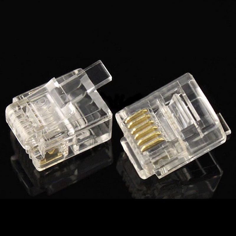 RJ12 RJ11 RJ-12 RJ-11 6P6C Plug Yaesu Konektor Jaringan Telepon Kabel