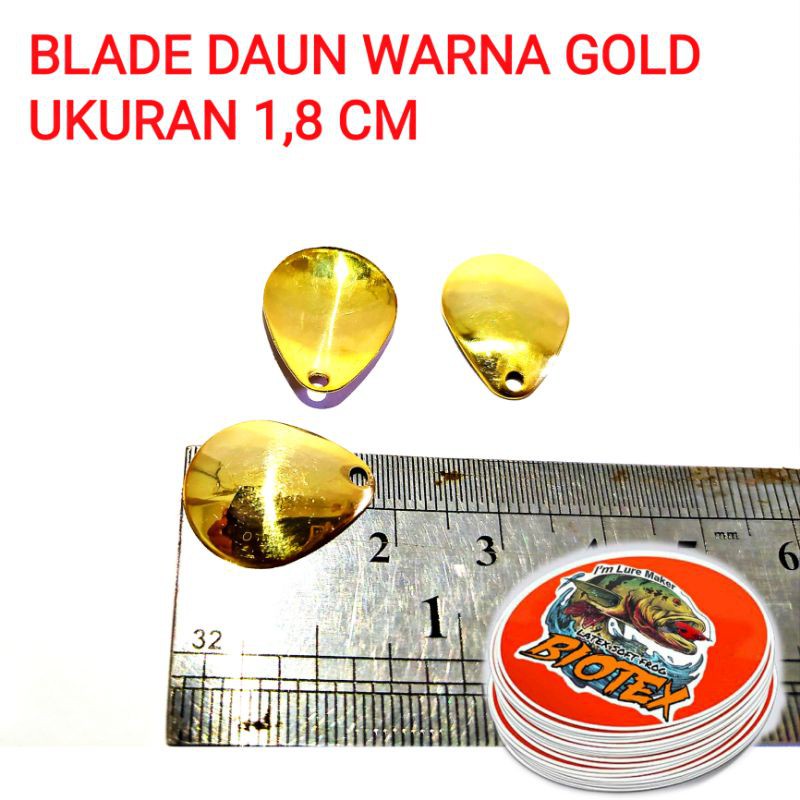 Blade Daun Untuk Umpan Pancing Soft Frog BIOTEX Warna Gold/Emas Ukuran 1,8 CM Bahan Stainless Steel