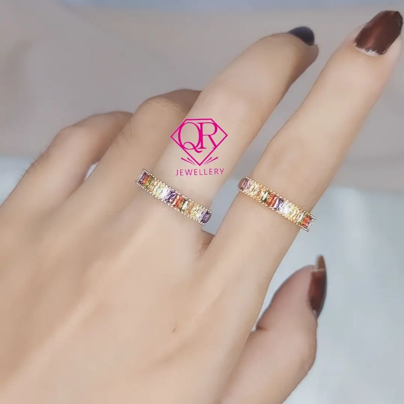 cincin rainbow setengah replika berlian lapis emas