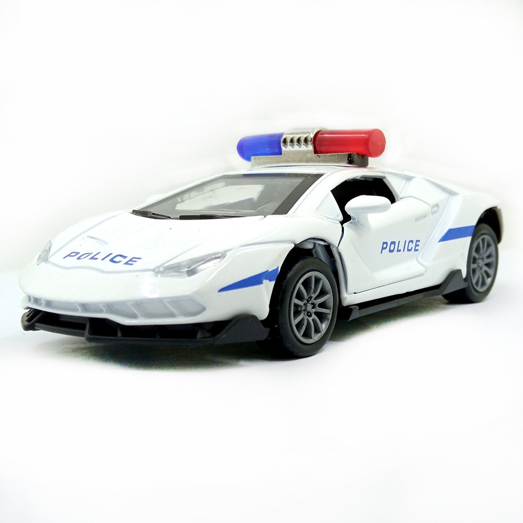 Toy Addict Lamb0rghini Police Car Putih Diecast Mainan Mobil Polisi