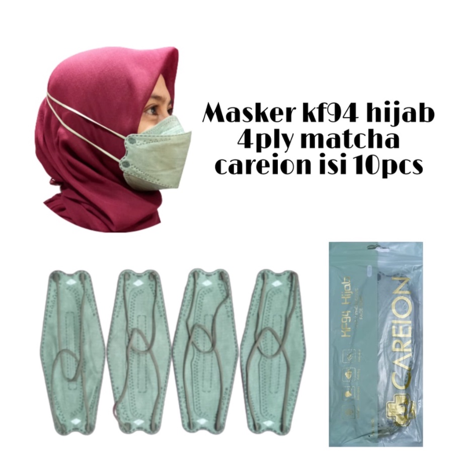 PROMO!! MASKER KF94 HIJAB MASKER KF94 HEADLOOP CAREION 3D 4PLY ISI 10