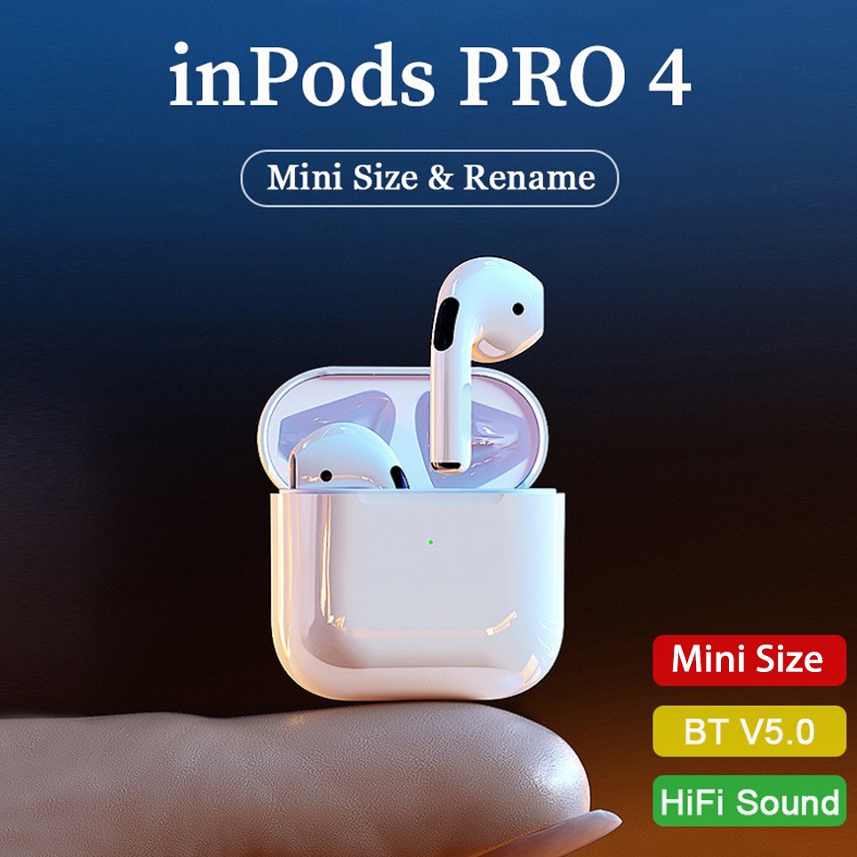 inPods Pro 4 TWS Wireless Bluetooth 5.0 Headset Touch Control Stereo Bass Earphones With Built-in Microphone