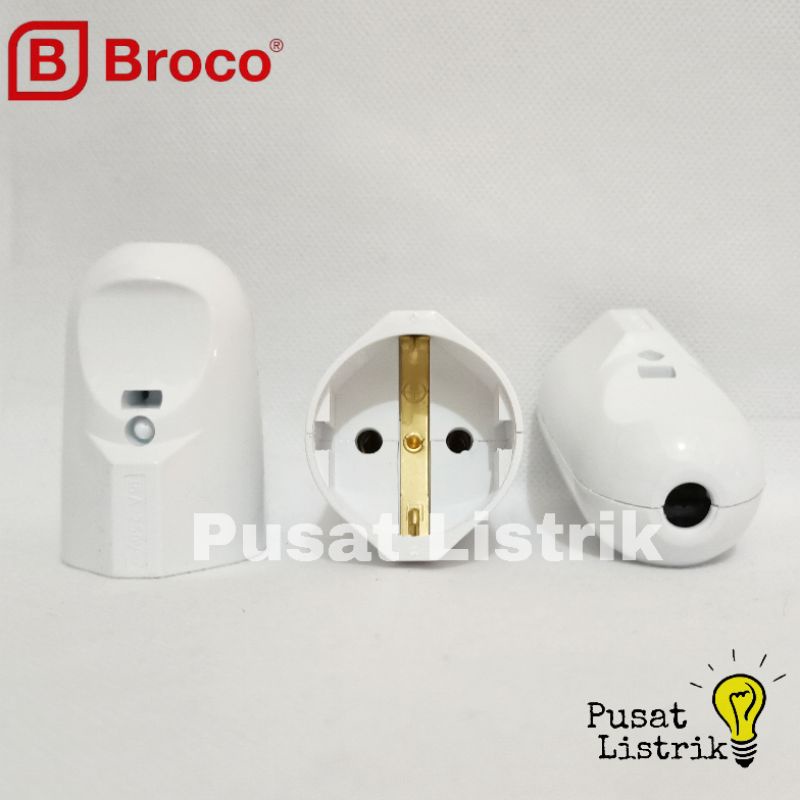 Contra Steker Arde Broco Colokan Sambungan Bulat Putih Broco 13410