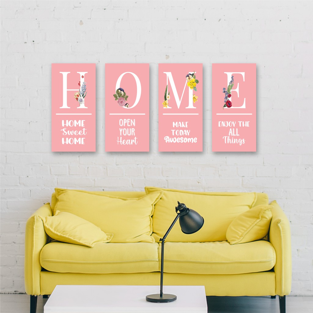 Wall Decor Hiasan Dinding Dekorasi Dinding Tema Huruf HOME Bunga E